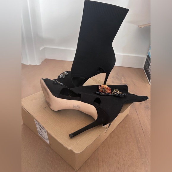 Zara peep toe sock stiletto heels - Picture 2 of 6